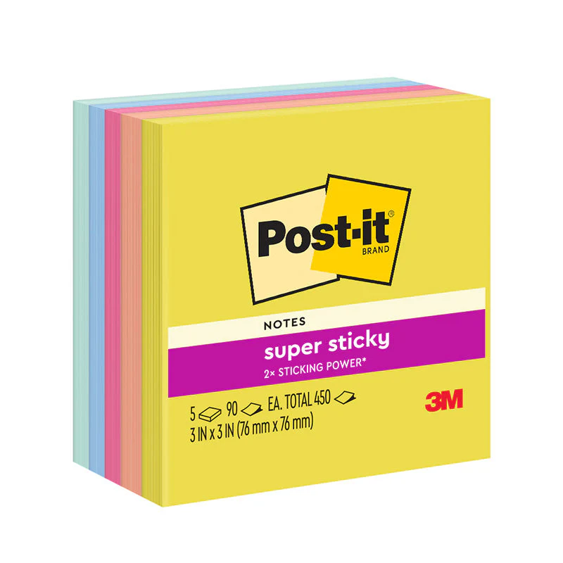 3M Post-it 654-5SSJOY Super Sticky Notes 3x3-inch 90 Sheets - Image 2