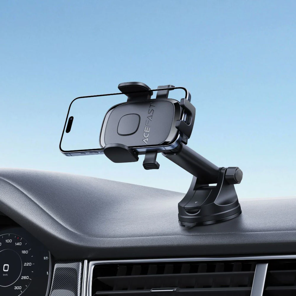 Acefast D57 One-Key Lock Car Holder For Dashboard And Windshield - Black - Image 4