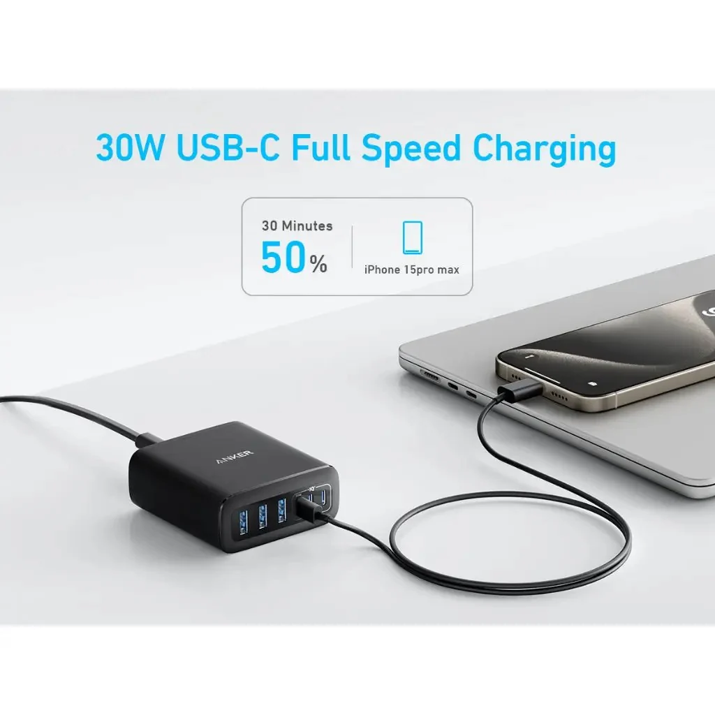 Anker A2154K11 PD112W 6-Port USB C Charger (Black) - Image 3