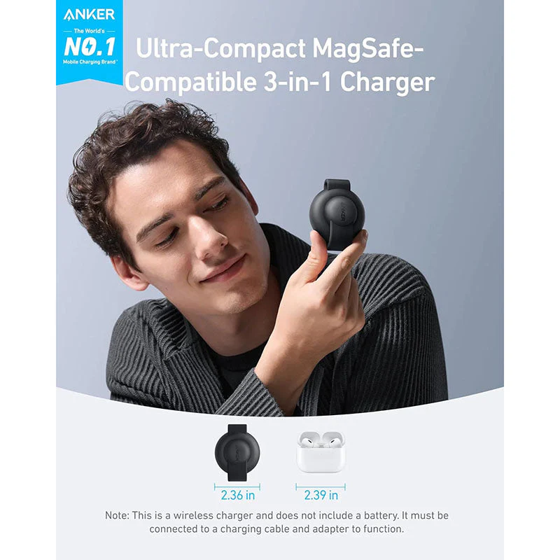 Anker B25M8H11-BK MagGo 3-in-1 Qi2 15W Wireless Foldable Pad (Black) - Image 5