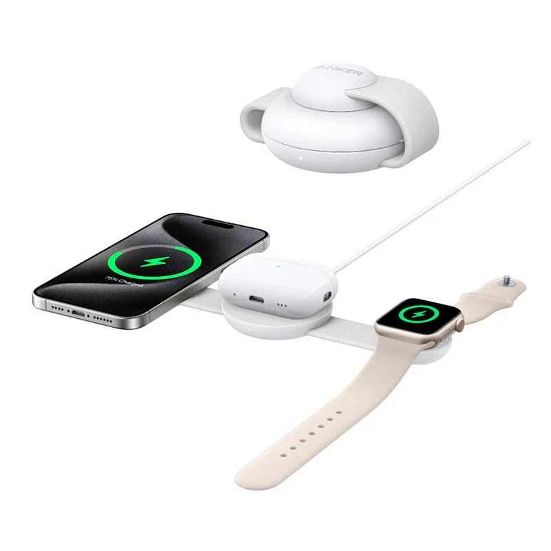 Anker B25M8H21-WH MagGo 3-in-1 Qi2 15W Wireless Foldable Pad (White)