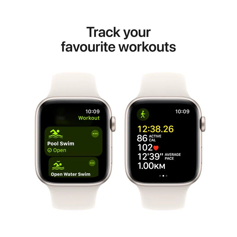 Apple Watch SE GPS 44mm Starlight Aluminium Case with Starlight Sport Band M/L - Image 5