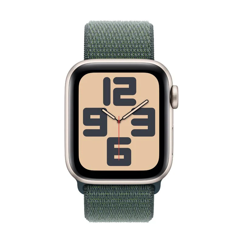 Apple Watch SE GPS + Cellular 40mm Starlight Aluminium Case with Lake Green Sport Loop