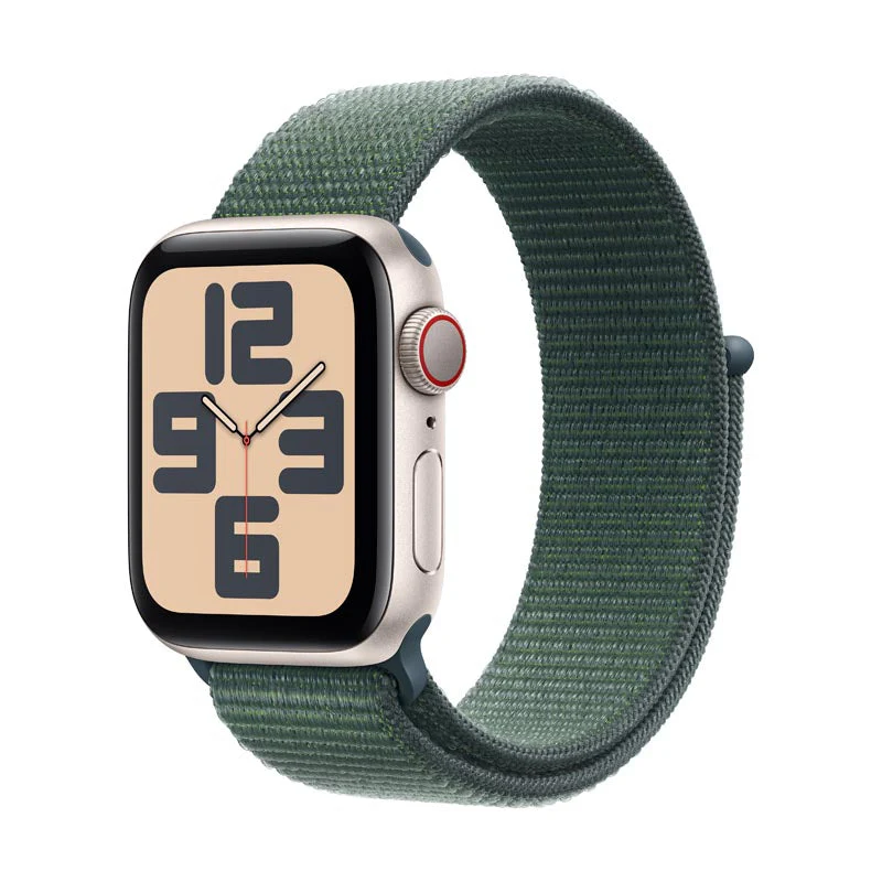 Apple Watch SE GPS + Cellular 40mm Starlight Aluminium Case with Lake Green Sport Loop - Image 2