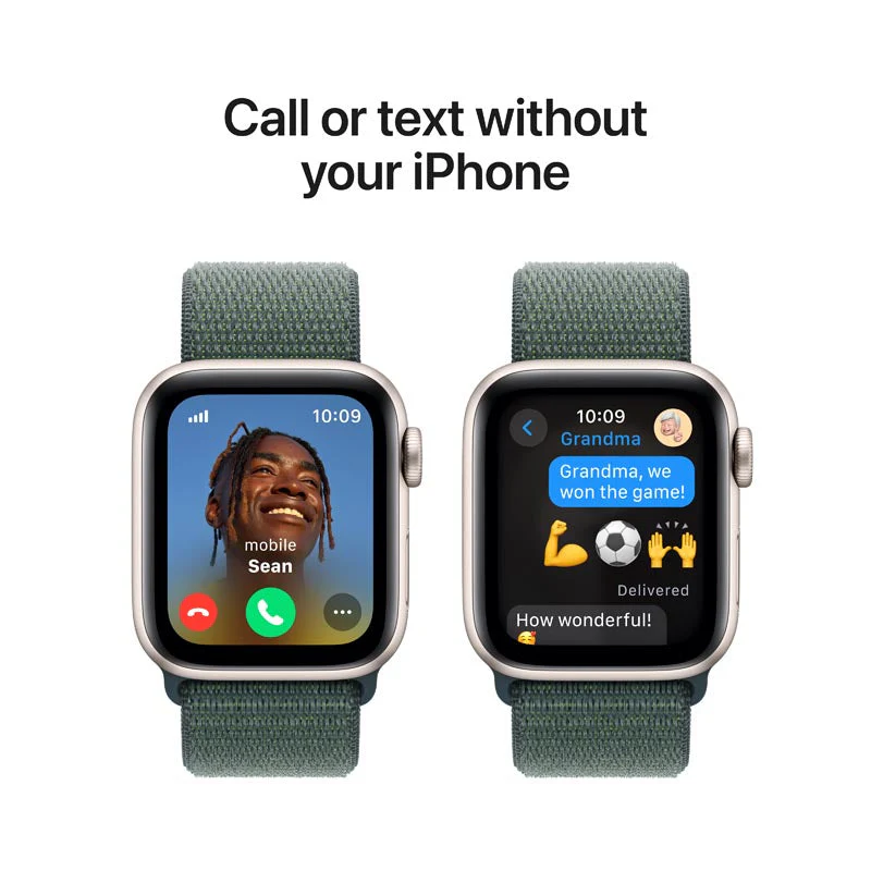 Apple Watch SE GPS + Cellular 40mm Starlight Aluminium Case with Lake Green Sport Loop - Image 3