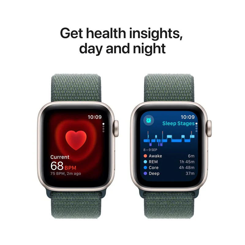 Apple Watch SE GPS + Cellular 40mm Starlight Aluminium Case with Lake Green Sport Loop - Image 4
