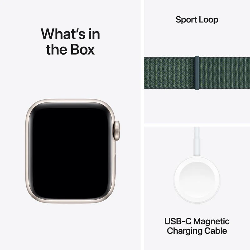 Apple Watch SE GPS + Cellular 40mm Starlight Aluminium Case with Lake Green Sport Loop - Image 7