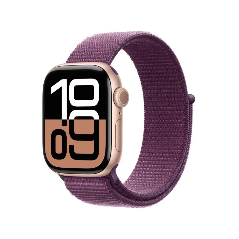 Apple Watch Series 10 GPS 42mm Rose Gold Aluminium Case with Plum Sport Loop - Image 2