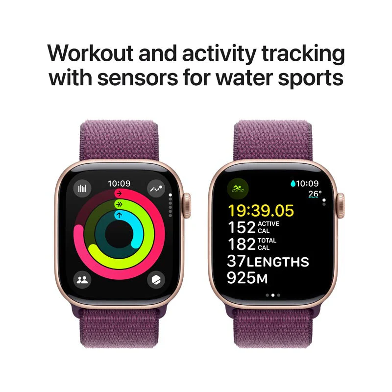 Apple Watch Series 10 GPS 42mm Rose Gold Aluminium Case with Plum Sport Loop - Image 6