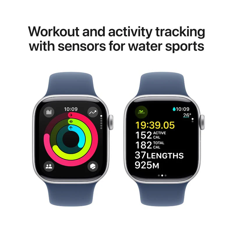 Apple Watch Series 10 GPS 42mm Silver Aluminium Case with Denim Sport Band M/L - Image 6