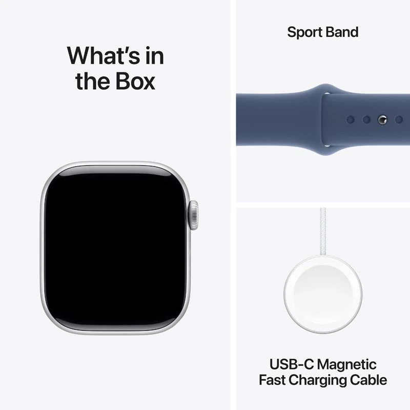 Apple Watch Series 10 GPS 42mm Silver Aluminium Case with Denim Sport Band M/L - Image 8
