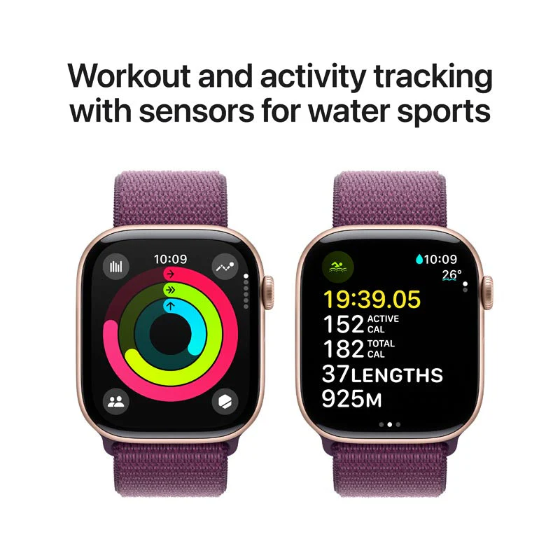 Apple Watch Series 10 GPS 46mm Rose Gold Aluminium Case with Plum Sport Loop - Image 6