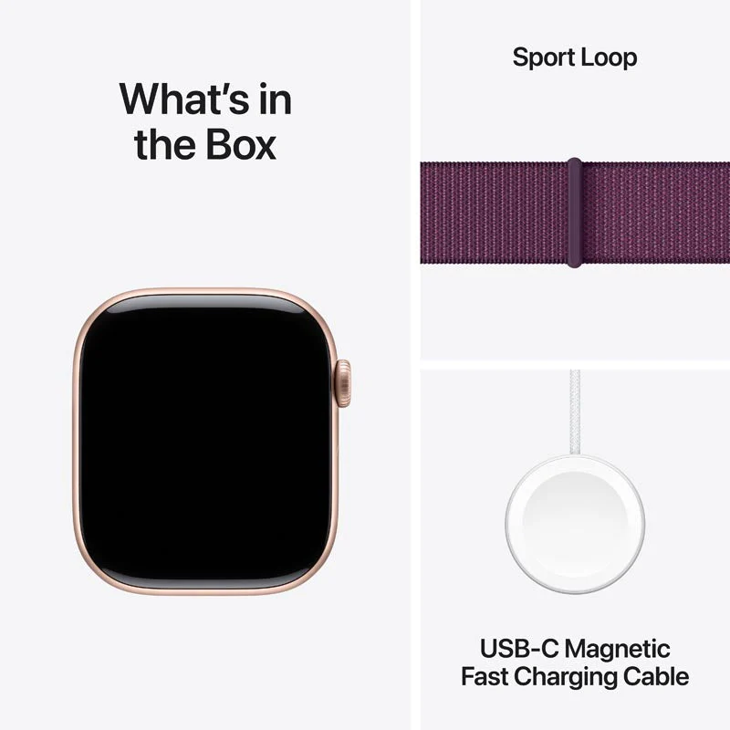 Apple Watch Series 10 GPS 46mm Rose Gold Aluminium Case with Plum Sport Loop - Image 8