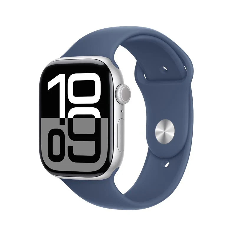 Apple Watch Series 10 GPS 46mm Silver Aluminium Case with Denim Sport Band M/L - Image 2