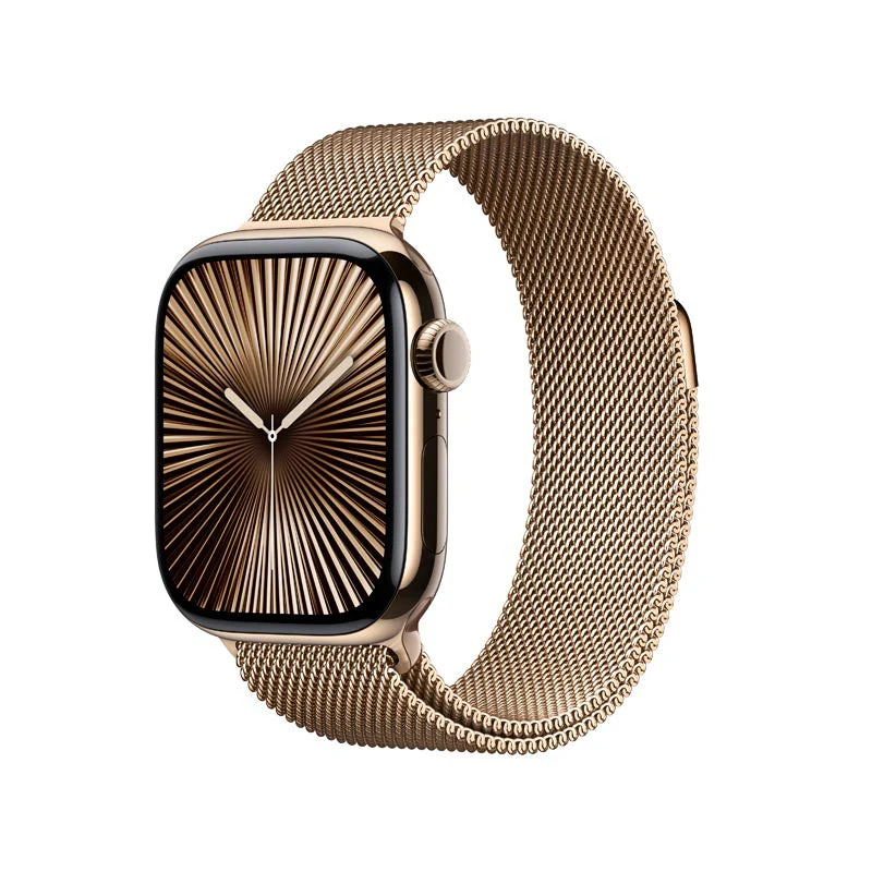 Apple Watch Series 10 GPS + Cellular 42mm Gold Titanium Case with Gold Milanese Loop - Image 2