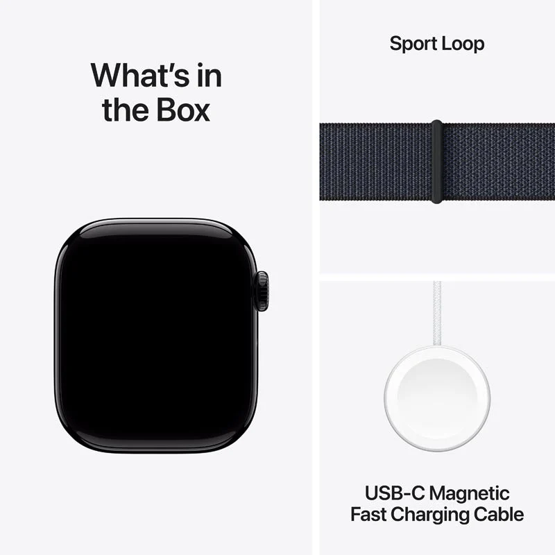 Apple Watch Series 10 GPS + Cellular 42mm Jet Black Aluminium Case with Ink Sport Loop - Image 8