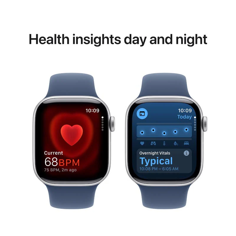 Apple Watch Series 10 GPS + Cellular 42mm Silver Aluminium Case with Denim Sport Band S/M - Image 4