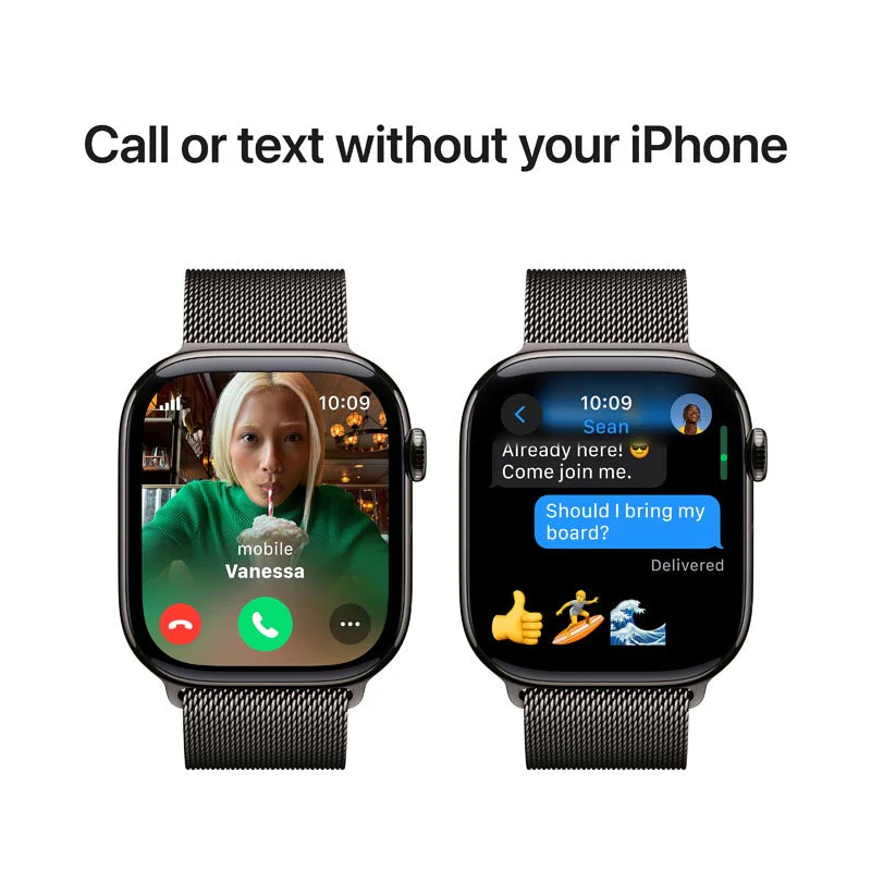 Apple Watch Series 10 GPS + Cellular 46mm Slate Titanium Case with Slate Milanese Loop M/L - Image 3