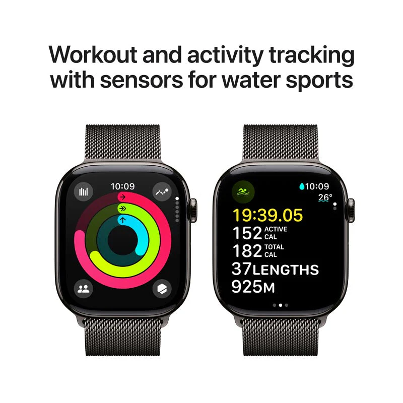 Apple Watch Series 10 GPS + Cellular 46mm Slate Titanium Case with Slate Milanese Loop S/M - Image 6
