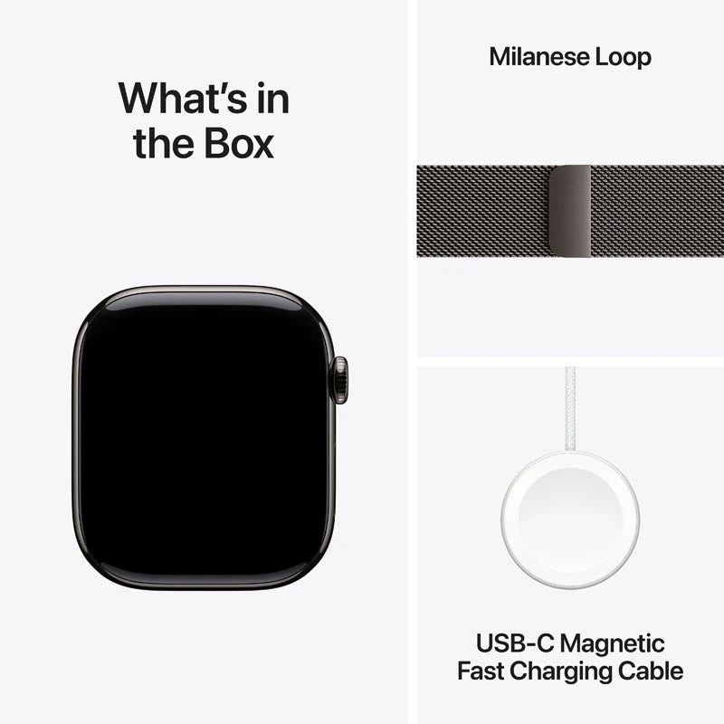 Apple Watch Series 10 GPS + Cellular 46mm Slate Titanium Case with Slate Milanese Loop S/M - Image 8