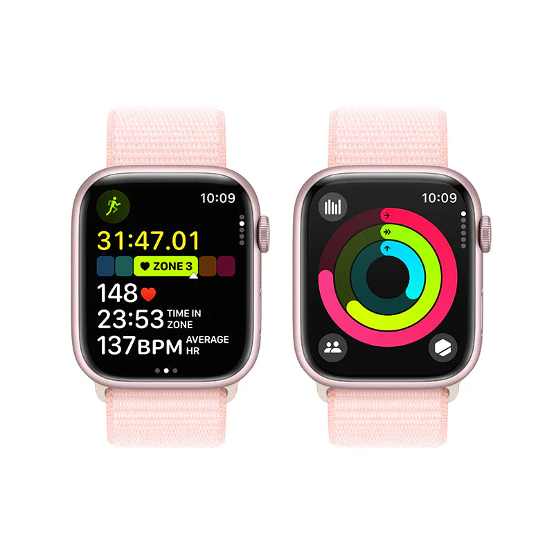 Apple Watch Series 9 GPS + Cellular 41mm Pink Aluminium Case with Light Pink Sport Loop - Image 3