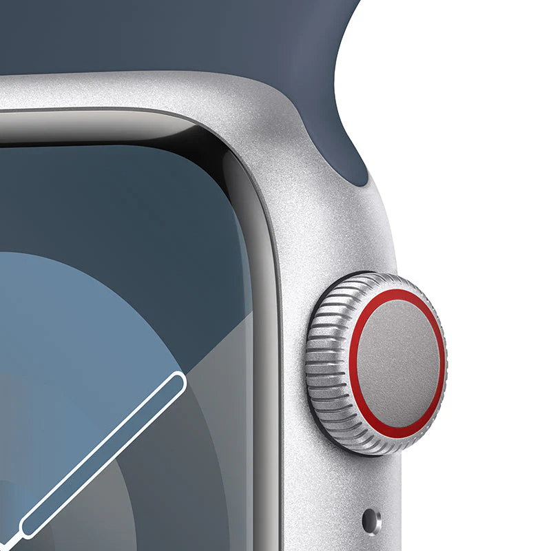 Apple Watch Series 9 GPS + Cellular 41mm Silver Aluminium Case with Storm Blue Sport Band - M/L - Image 5