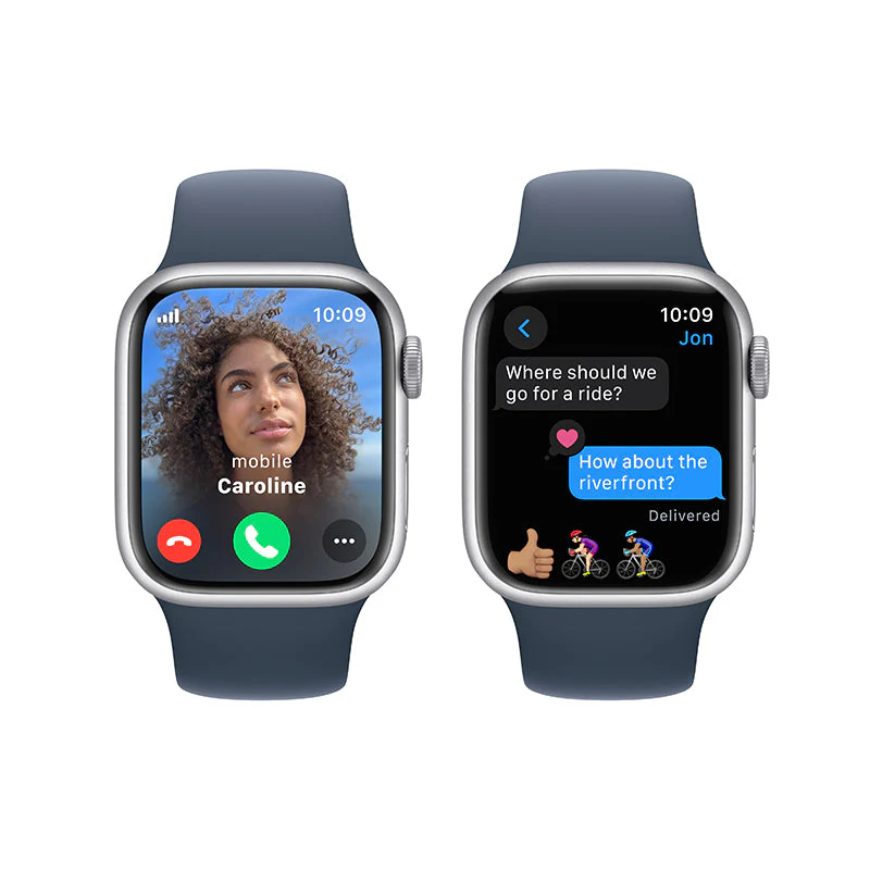 Apple Watch Series 9 GPS + Cellular 41mm Silver Aluminium Case with Storm Blue Sport Band - S/M - Image 4