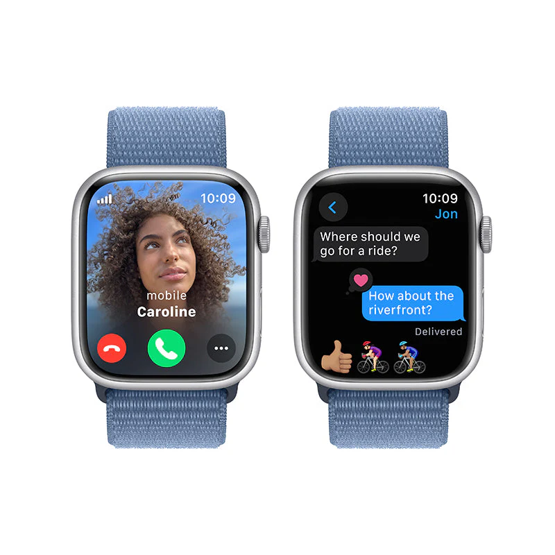 Apple Watch Series 9 GPS + Cellular 41mm Silver Aluminium Case with Winter Blue Sport Loop - Image 3