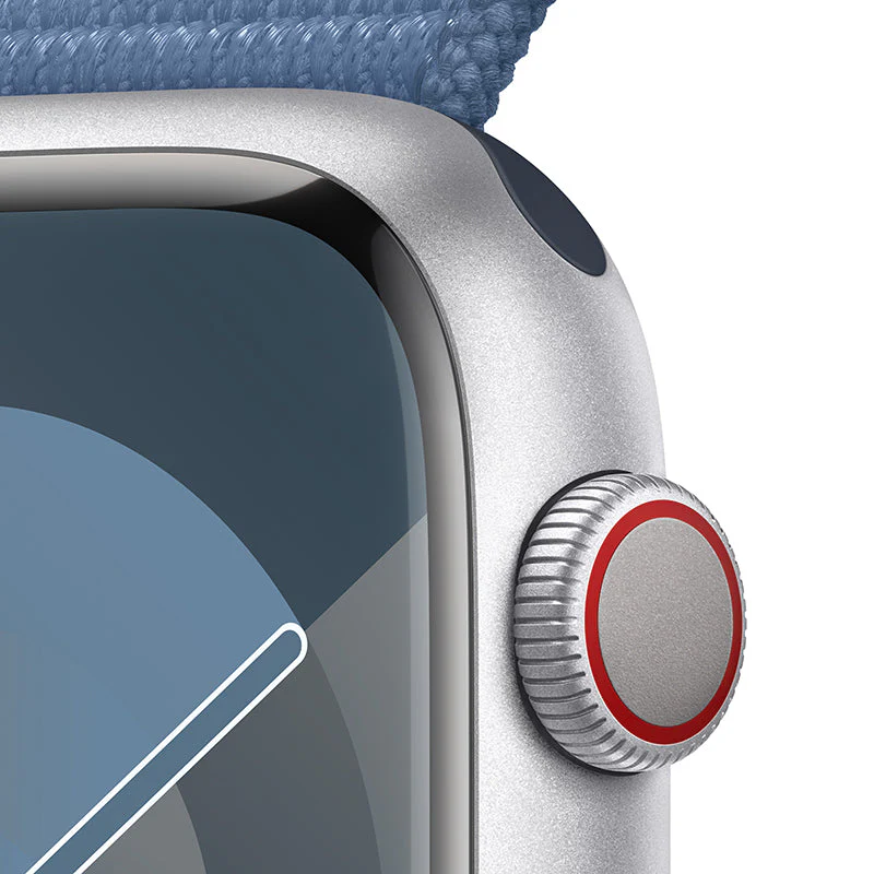 Apple Watch Series 9 GPS + Cellular 41mm Silver Aluminium Case with Winter Blue Sport Loop - Image 5