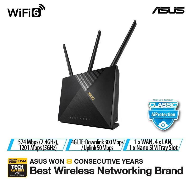 ASUS 4G-AX56 Cat.6 300Mbps Dual-Band WiFi 6 AX1800 LTE Router - Image 5
