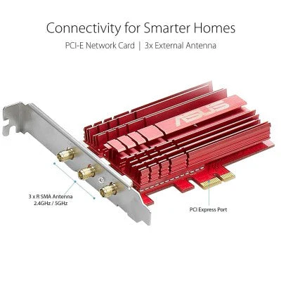 Asus Dual-band Wireless-AC1900 PCI-E Adapter (PCE-AC68) - Image 6