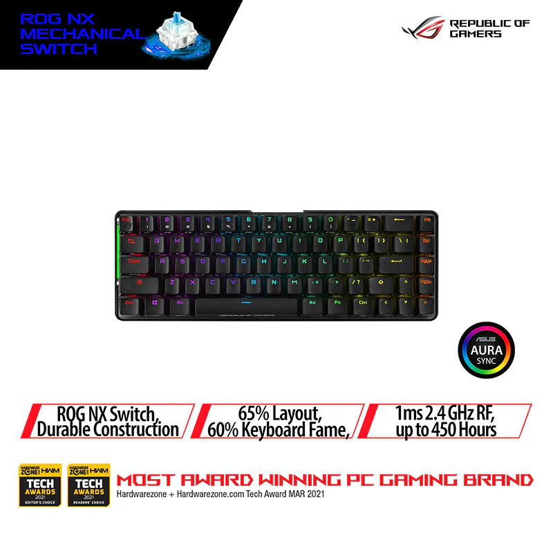 Asus M601 ROG Falchion NX Wireless Gaming Keyboard (Blue)