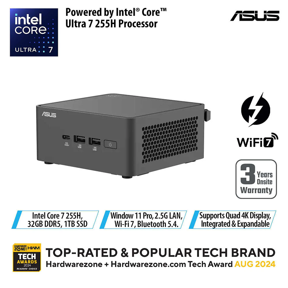 Asus NUC 15 Pro Tall 90AS00K1-M000Z0 - U7-255H 32GB 1TB (RNUC15CRHU7089C3)