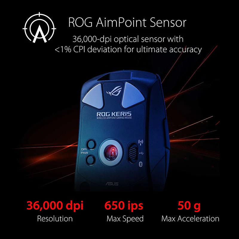 Asus P709 ROG Keris Wireless AimPoint Gaming Mouse (Black) - Image 4