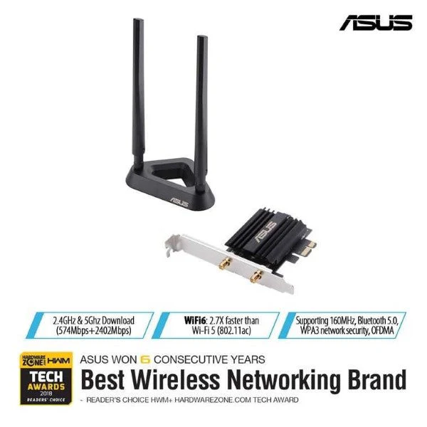 Asus PCE-AX58T AX3000 Dual Band PCI-E WiFi 6 (802.11ax) - Image 7