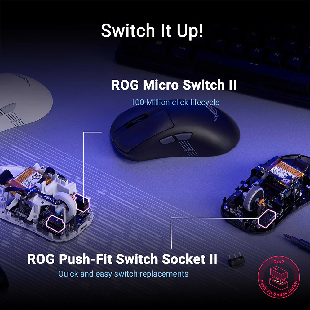 Asus ROG Keris II Origin Wireless Gaming Mouse (Black) - Image 2