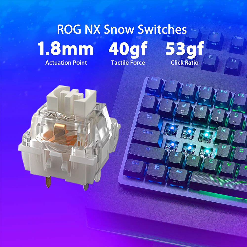 Asus ROG Strix Scope II X Wired Gaming Keyboard (NX Snow) - Image 5