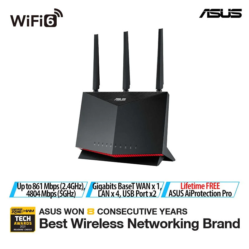 ASUS RT-AX86S AX5700 Dual Band WiFi 6 Gaming Router - Image 3