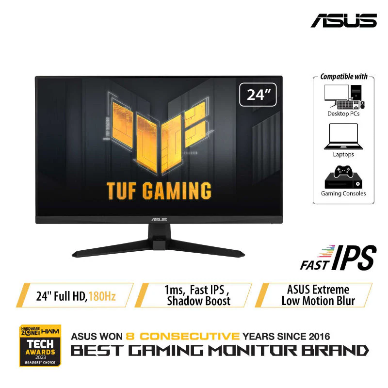 Asus TUF Gaming VG249Q3A Gaming Monitor - 23.8" FHD Fast IPS 180Hz
