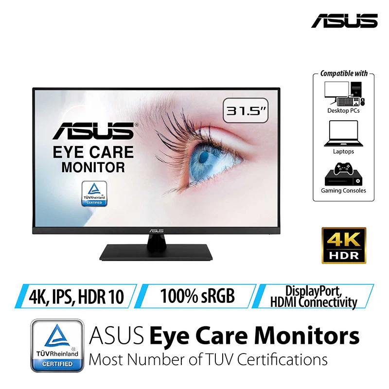 ASUS VP32UQ Eye Care Monitor - 32" UHD IPS 60Hz