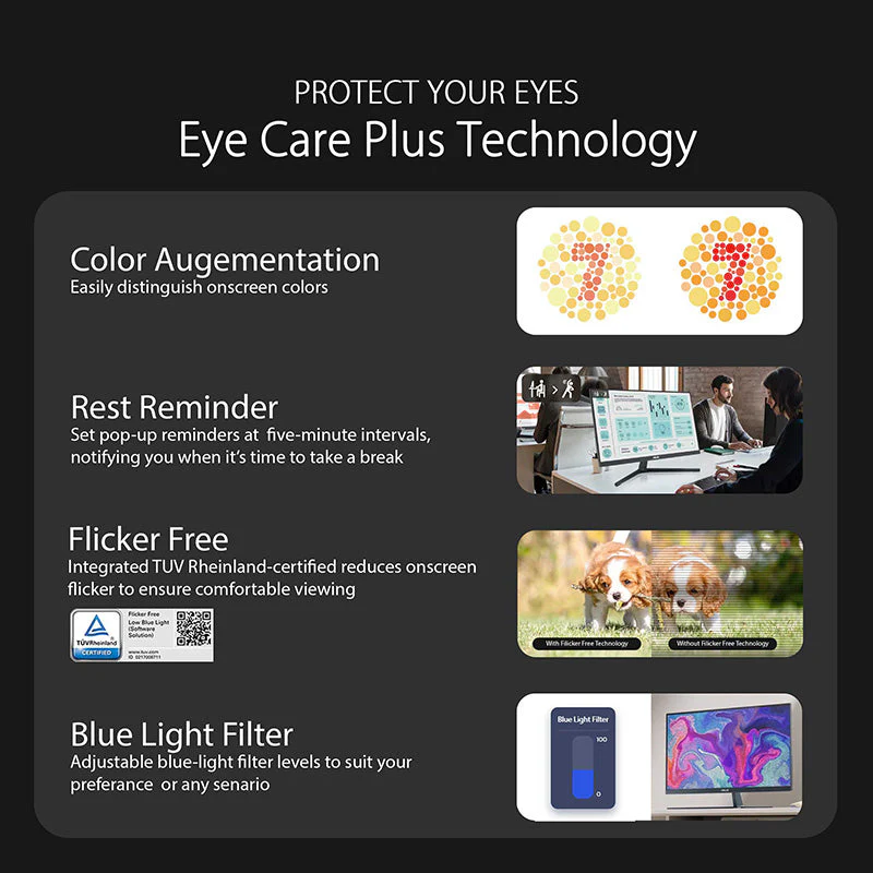ASUS VU249CFE Eye Care Gaming Monitor - 24" FHD IPS 100Hz (Oat Milk) - Image 6