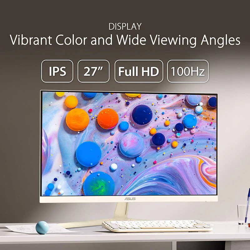 ASUS VU279CFE Eye Care Gaming Monitor - 27" FHD IPS 100Hz (Oat Milk) - Image 4