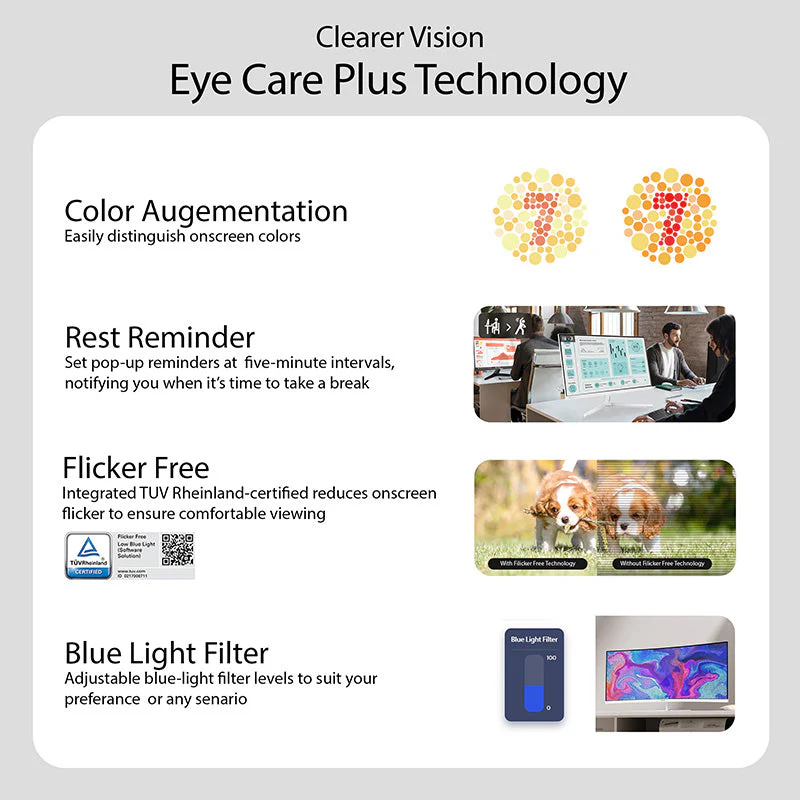 ASUS VU34WCIP-W Eye Care Monitor - 34" WQHD VA 100Hz PD65W Curved - Image 4
