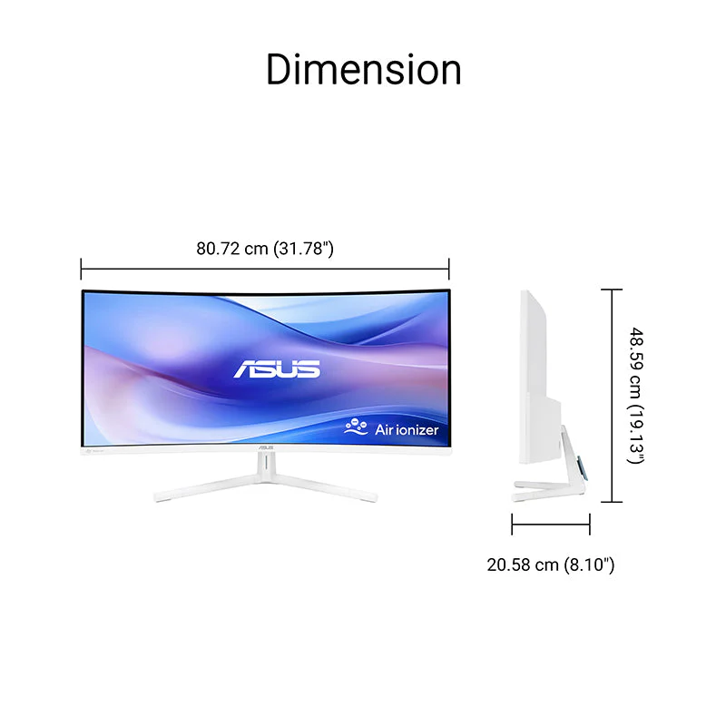 ASUS VU34WCIP-W Eye Care Monitor - 34" WQHD VA 100Hz PD65W Curved - Image 7