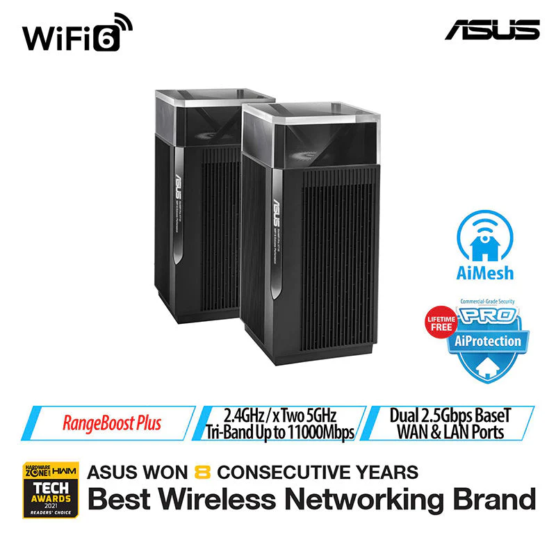 Asus ZenWiFi Pro XT12 AX11000 Black Tri-band Mesh WiFi 6 (2-Pack)