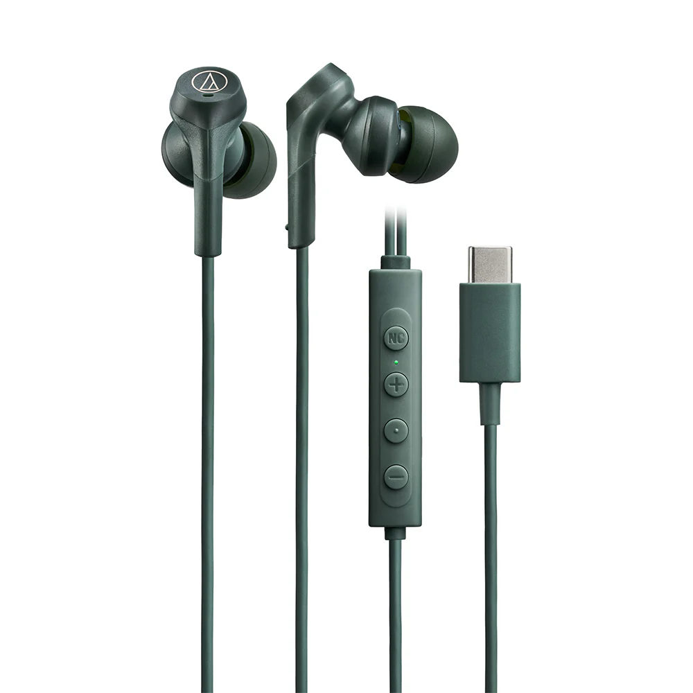 Audio-Technica ATH-CKS330NC In-Ear Headphones with Noise Cancelling and USB Type-C Connector (Green)