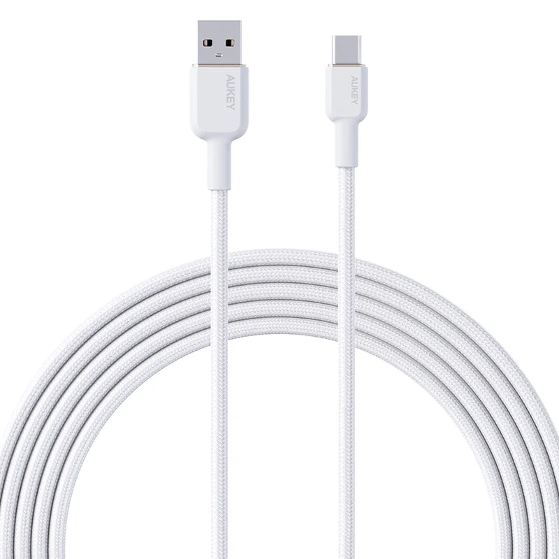 Aukey CB-NAC1-WH Circlet AC Nylon Braided USB-A to USB-C Cable 1M (White)
