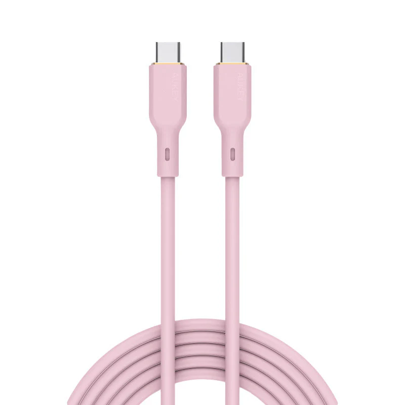 Aukey CIRCLET BLINK CB-SCC101 100W Silicone USB-C to USB-C Cable 1M (Pink)