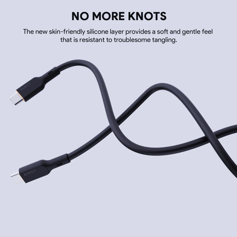 Aukey CB-SCC102 Circlet Blink 100W Silicone C to C Cable 1.8M (Lavender Purple) - Image 5