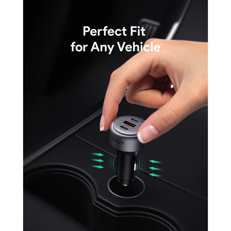 Aukey CC-P1 Pathfinder Mix 3 66W Fast Charging Car Charger (Dark Grey) - Image 3